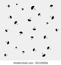 Autumn monochrome simple minimal pattern with a set of flat umbrellas