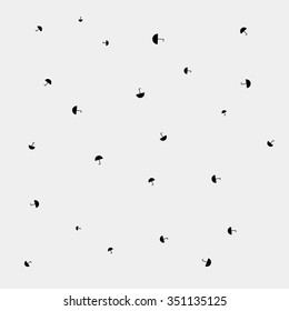 Autumn monochrome simple minimal pattern with a set of flat umbrellas