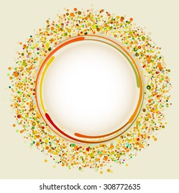 Autumn mood. Colorful abstract circles in many colored dots on a  light  background. Vector illustration.