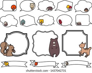 Autumn motif cute frame illustration set