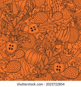 Autumn motifs.Vector seamless pattern. Can be used in textile industry, paper, background, scrapbooking.