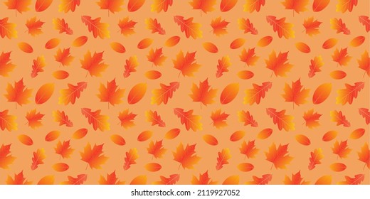 Autumn motive. Falling leaves on a yellow background.