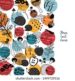 Autumn motives. Cute postcard.Vintage illustration.