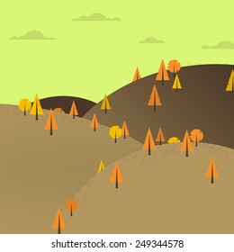 Autumn mountain landscape in flat style