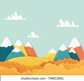 Autumn mountain landscape. Noise texture. Vector illustration