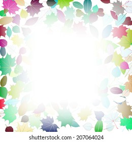 Autumn multicolor Leaves frame template. plus EPS10 vector file