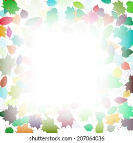 Autumn multicolor Leaves frame template. plus EPS10 vector file