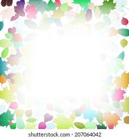 Autumn multicolor Leaves frame template. plus EPS10 vector file