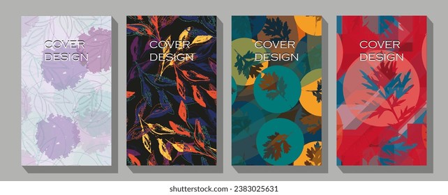 Autumn multicolored leaves group isolated on a white background. Autumn mood. Vector tropical Monstera Leaf Patterns. 