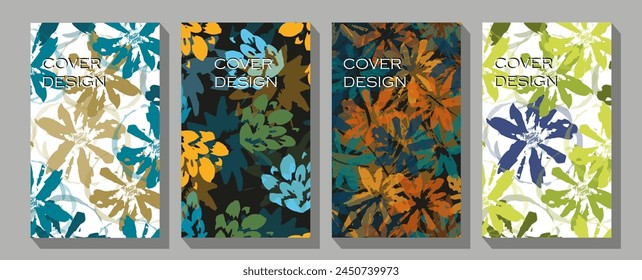 Autumn multicolored leaves group isolated on a white background. Autumn mood. Hand-drawn multicolor set illustration for design interior. Color leaves.