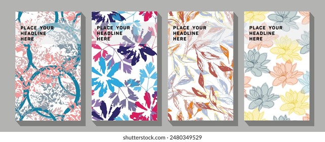Autumn multicolored leaves group isolated on a white background. Autumn mood.  Handdrawn background with branch of leaves.
