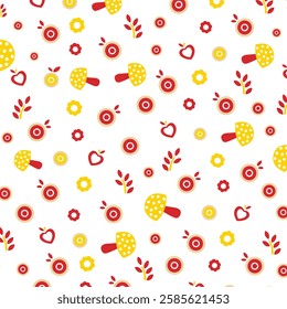 Autumn Mushroom and Apple Pattern