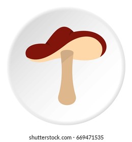Autumn mushroom icon in flat circle isolated on white background vector illustration for web