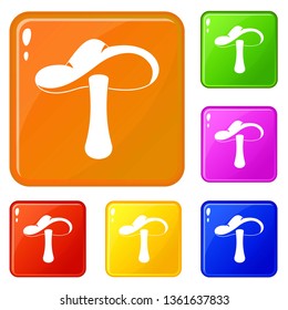 Autumn mushroom icons set collection vector 6 color isolated on white background