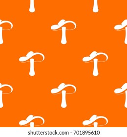 Autumn mushroom pattern repeat seamless in orange color for any design. Vector geometric illustration