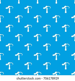 Autumn mushroom pattern repeat seamless in blue color for any design. Vector geometric illustration
