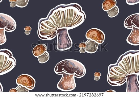 Autumn mushroom seamless dark pattern