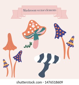 Autumn mushroom, vector elements, that can be used on the web, as icons, or in print, for surface design