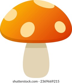 Autumn mushroom vector icon. Mushroom for mid autumn festival design. Fall season graphic resource for autumn icon, sign, symbol or decoration. Orange mushroom for icon autumn harvest