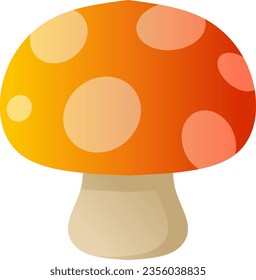 Autumn mushroom vector illustration. Fall season mushroom icon with gradient color. Fall season graphic resource for autumn icon, sign, symbol or decoration. Orange mushroom for icon autumn harvest