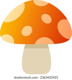 Autumn mushroom vector illustration. Fall season mushroom icon with gradient color. Fall season graphic resource for autumn icon, sign, symbol or decoration. Orange mushroom for icon autumn harvest