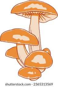 Conjunto de vectores de hongos de otoño 1 Ilustración de color aislado