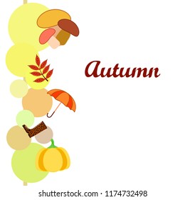 autumn mushrooms pumpkin fallen leaves umbrella rubber boots autumnal vector background
