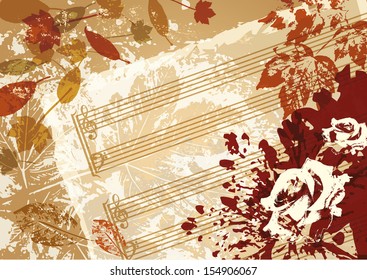 autumn music vector background retro style