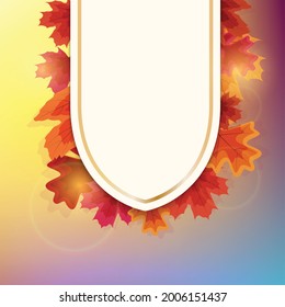 Autumn natural background template with falling leaves