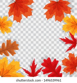 Autumn Natural Leaves on Transparent Background. Vector Illustration EPS10