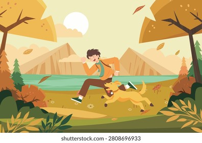 Autumn natural scenery background vector illustration