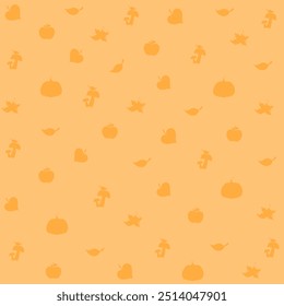 autumn natural seamless pattern with fall leaves, fruits, pumpkins and mushrooms. Fall endless background. Good for textile fabric design, wrapping paper, website wallpapers, textile, wallpaper vector