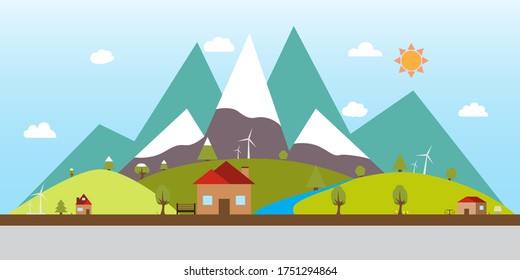 Autumn nature design. Vector flat style.