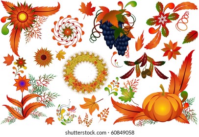 Autumn nature elements set
