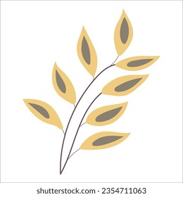 Autumn nature fox branch. Vector drawing.