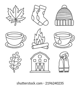 autumn nature hand drawn icon illustration