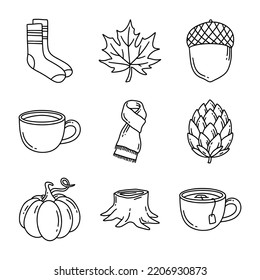 autumn nature hand drawn icon illustration