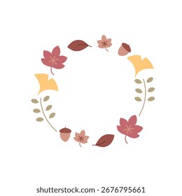 Autumn nature hand drawn vector ring frame