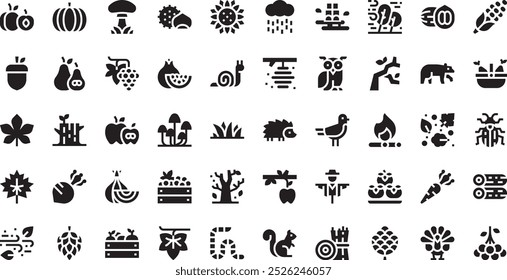 Autumn nature icons High-Quality Vector Icons Collection with Editable Stroke. Ideal for Professional and Creative Projects.