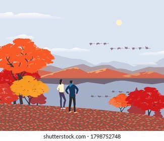 Autumn nature landscape minimal