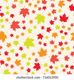 Autumn nature leaf fall pattern vector illustration. Tree plant leaf texture wallpaper.