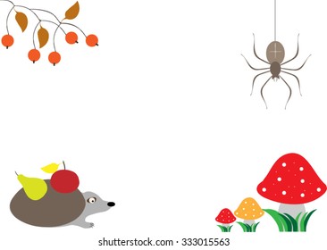 Autumn nature objects frame set vector