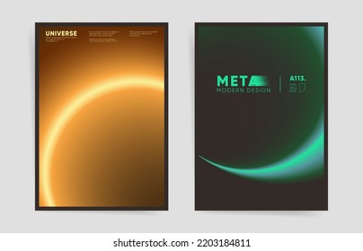 Autumn neon smooth gradients posters design. Vector science, future or technology space design templates with text and abstract neon circles. 