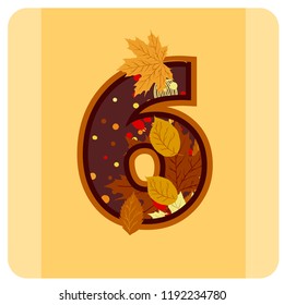 Autumn number six, vector illustration