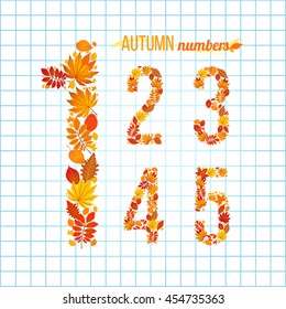 autumn numbers set 1. vector illustration. part of collection. good for your unique design