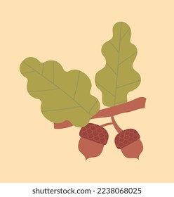 Autumn nut icon. Natural and organic product, harvest, forest plant, fauna. Sticker for social networks and instant messengers. November, September and October. Cartoon flat vector illustration