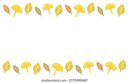 Autumn nuts and fallen leaves frame illustration set
