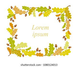 Autumn oak frame background - vector illustration. EPS8