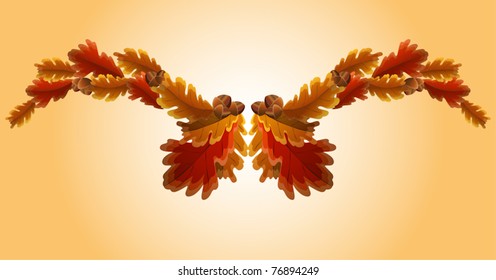 Autumn oak leaf and acorn garland EPS10