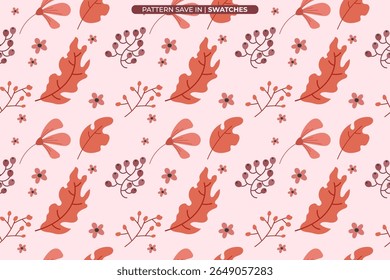 Autumn Oak Leaf and Berry Seamless Pattern